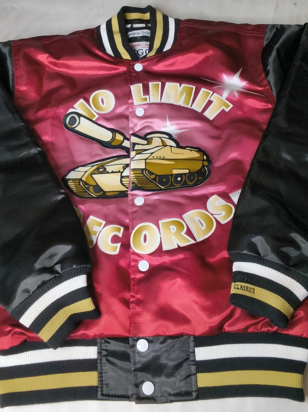 Kids Satin Bomber Jacket - Red & Black, No Limit Records